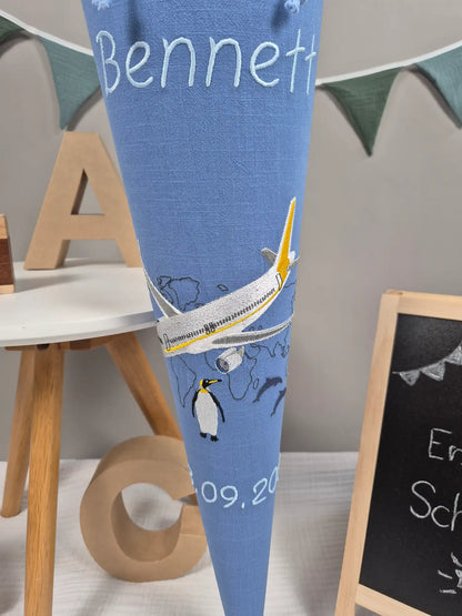 Schultüte Flugzeug und Erde